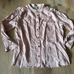 Burberry 100% Silk Button Down Pink Blouse size Large